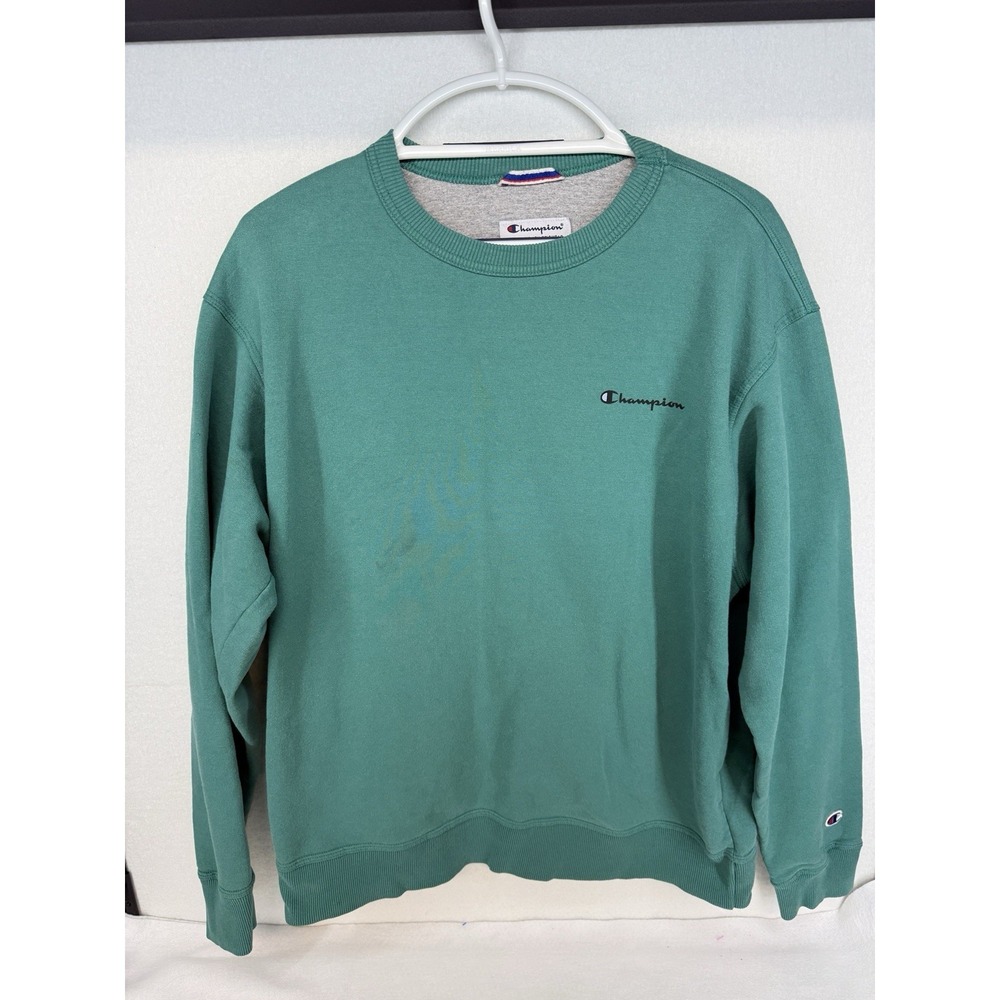 Champion‎ Men's Green Powerblend Spell Out Crewneck Sweatshirt Size Large